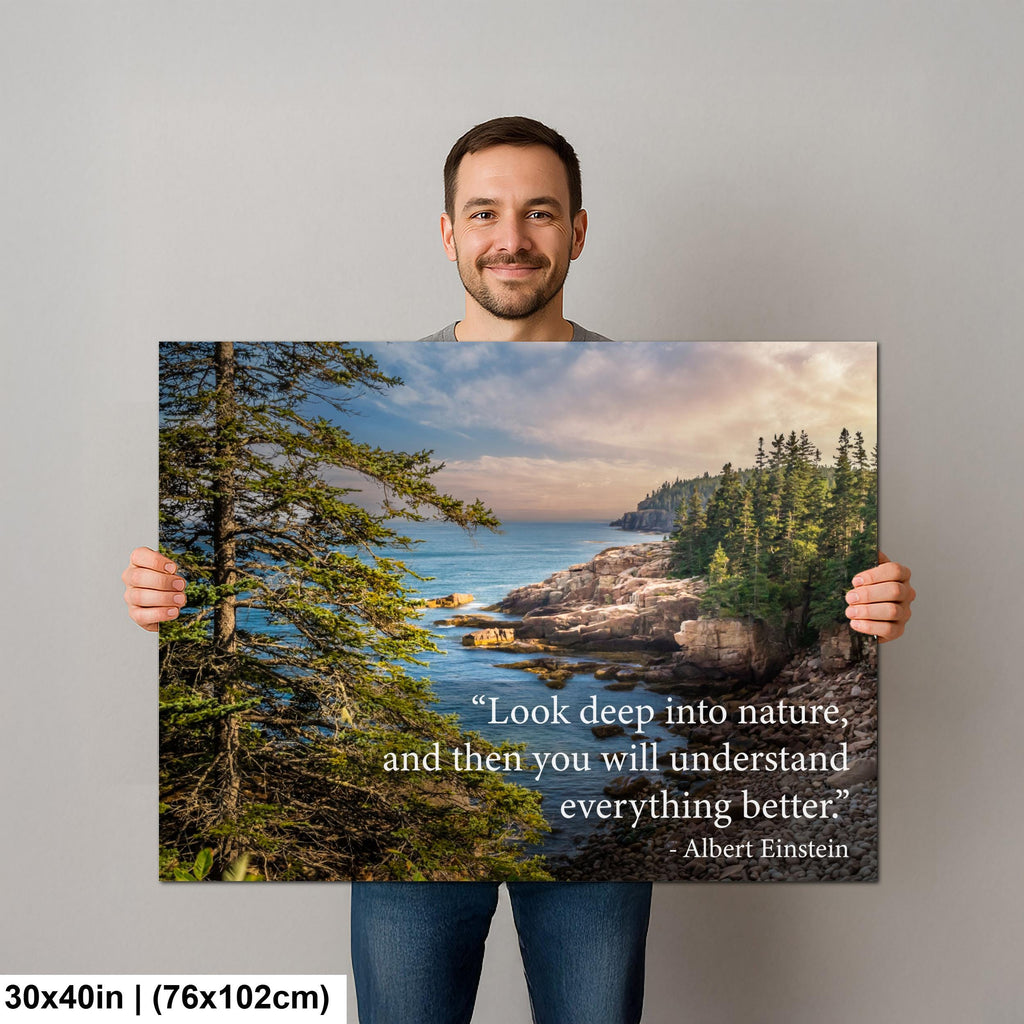 Albert Einstein Look Deep Into Nature Coastal Forest Motivational Photography Print