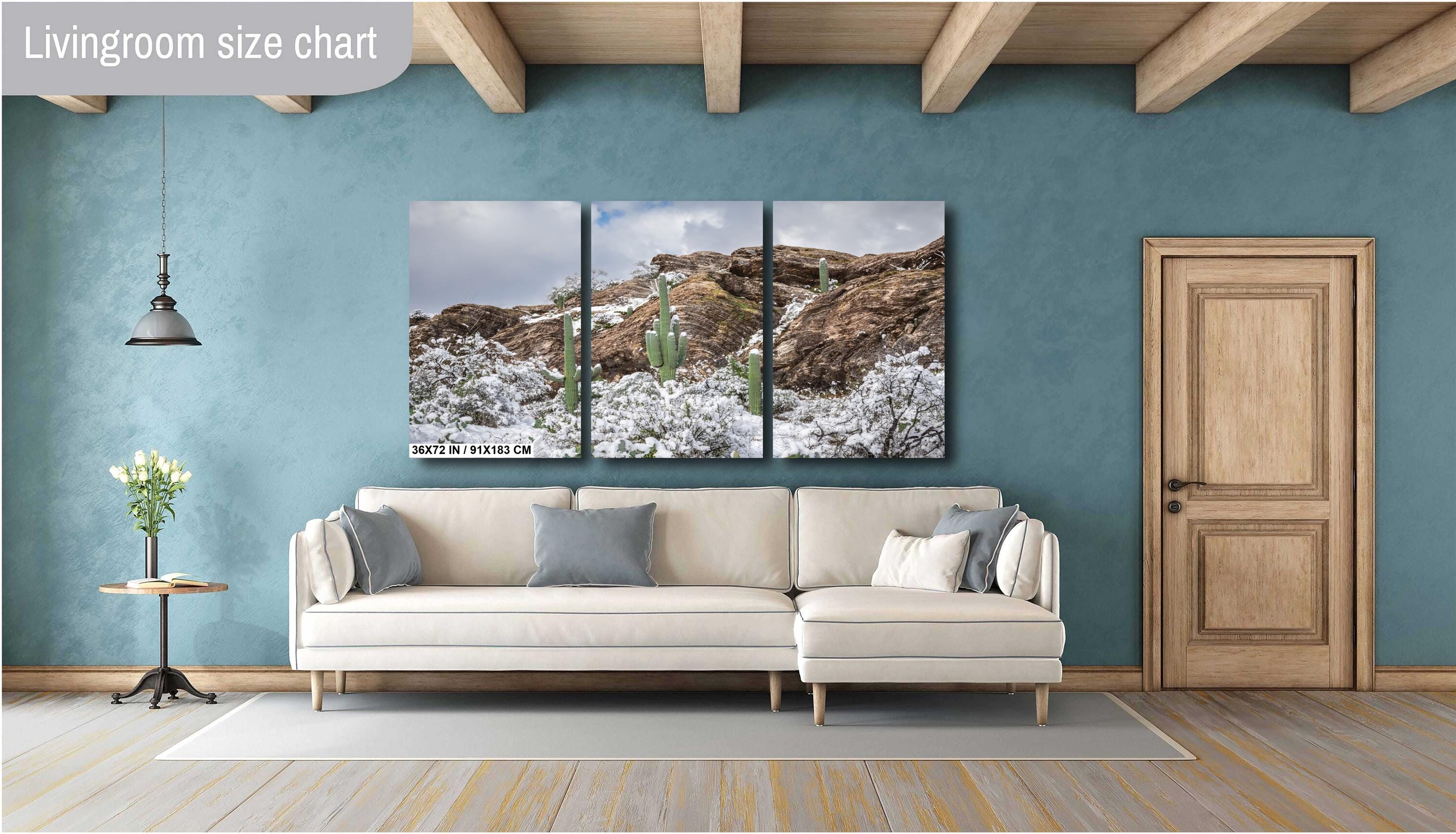 Saguaro National Park Winter Print: Tucson Arizona Desert Snow Scene