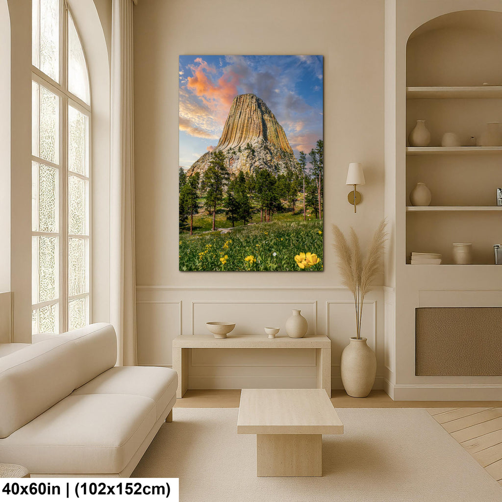 Towering Presence: Devils Tower Wyoming Summer Landscape Photo Wall Art