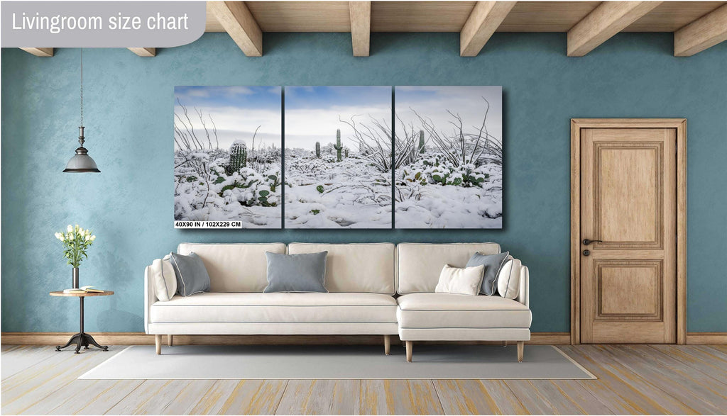 Snowy Saguaro Cactus Print: Tucson Arizona Winter Landscape