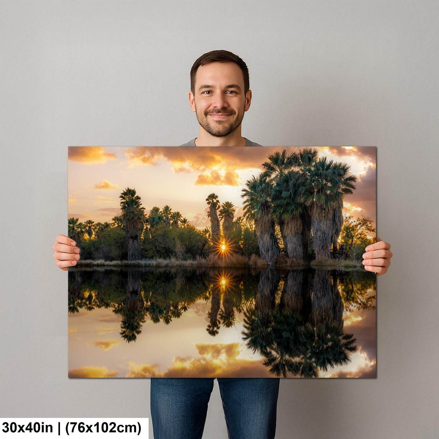 Agua Caliente Park Sunset Palm Oasis Reflection - Tucson Arizona Photography Print
