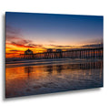 Huntington Beach Pier Sunset, California Coast Ocean Photography Print, Coastal Wall Art, Orange Sky Reflection, Beach Home Decor