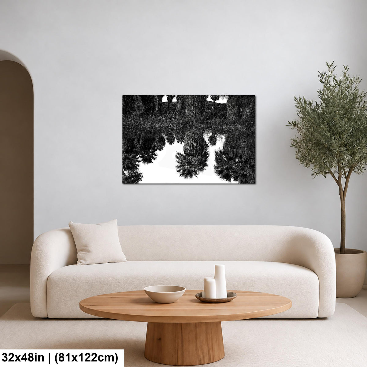 Palm Reflections: Coachella Valley Preserve CA Black White Photo Wall Art