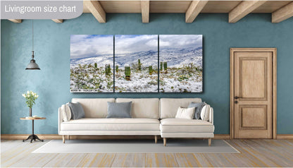 Saguaro Desert Wall Art - Winter Cactus Art Print | Snowy Desert Landscape Decor