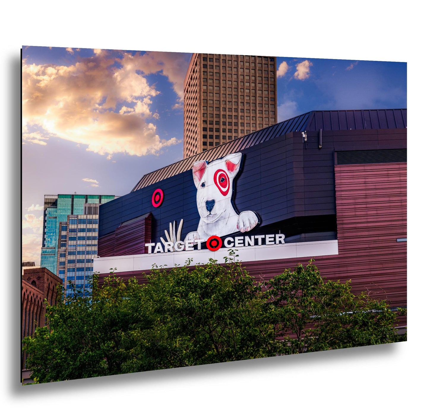 Target Center with Bullseye Dog Sign, Minneapolis Minnesota Arena Wall Art, Timberwolves Lynx Venue Photography Print