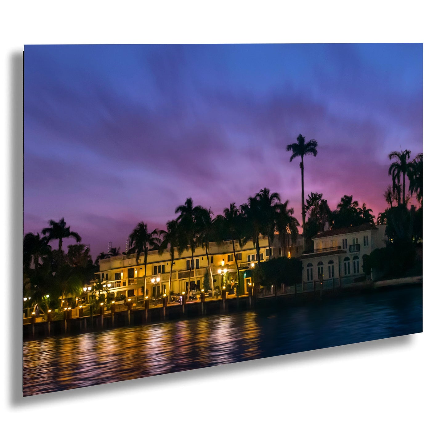 Miami Waterfront Mansion at Sunset: Biscayne Bay Florida Print Wall Art Beach Photography Aluminum/Acrylic/Metal/Canvas Hanging Decor