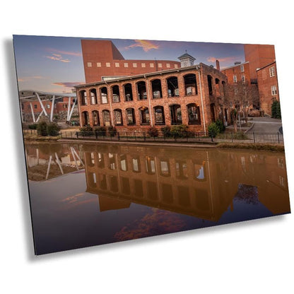 Old Town Greenville Riverfront: Wyche Pavilion and Flowing Reedy River Greenville, South Carolina Wall Art Print Aluminum/Metal/Canvas