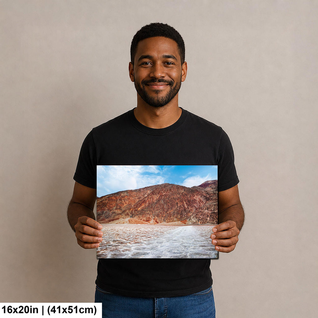 Badwater Basin Salt Flats and Black Mountains Death Valley California Photography Print