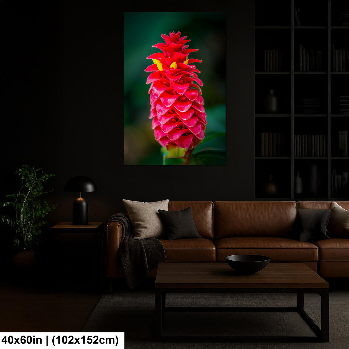 Crimson Spiral: Spiral Ginger Tropical Flower Botanical Photo Wall Art