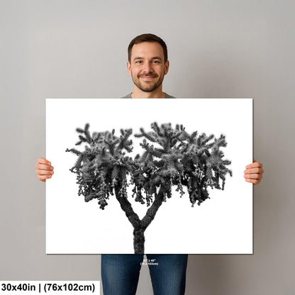 Black and White Cholla Cactus Print: Desert Minimalist Wall Decor