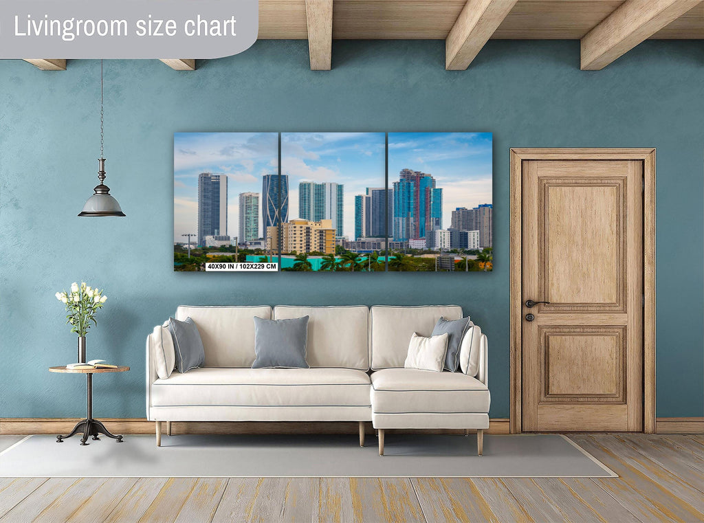 Miami Skyline Canvas Print - Downtown Miami Wall Art | Biscayne Bay Panorama