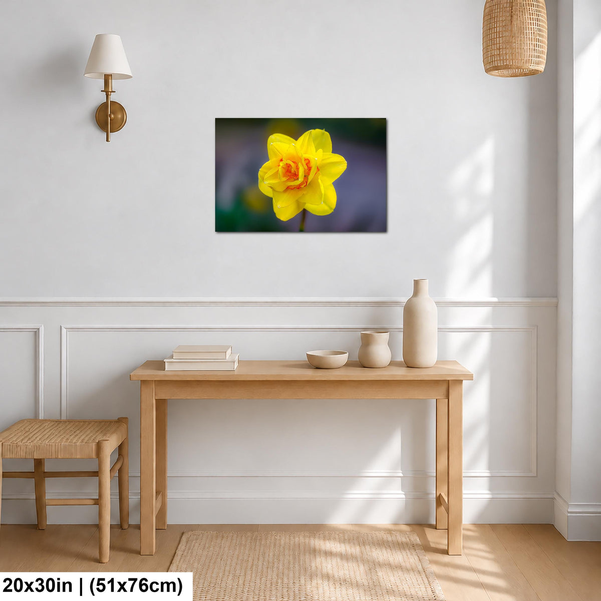 Golden Ruffles: Yellow Daffodil Flower Botanical Photography Wall Art