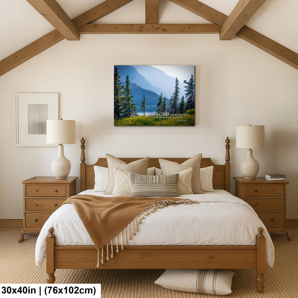 Christian Wall Art | Seek the Lord Art – Misty Mountain Photography Canvas & Scripture Print