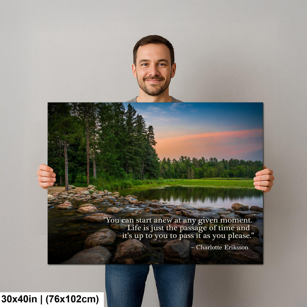 Motivational Wall Art – New Beginnings Art with Growth Quote & Nature Photography Print