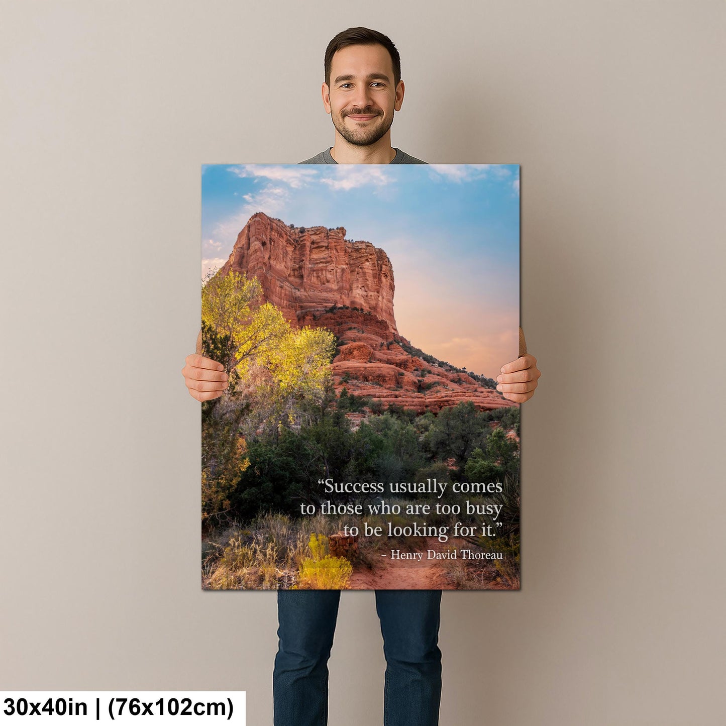 Sedona Red Rock Art – Thoreau Quote Print | Motivational Wall Decor Canvas