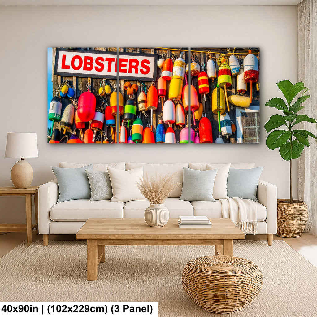 Coastal Tradition: Lobster Buoys Maine Fishing Village Photography Wall Art
