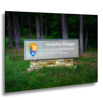 Gulpha Gorge Sign at Hot Springs National Park Arkansas Photography Wall Art Print