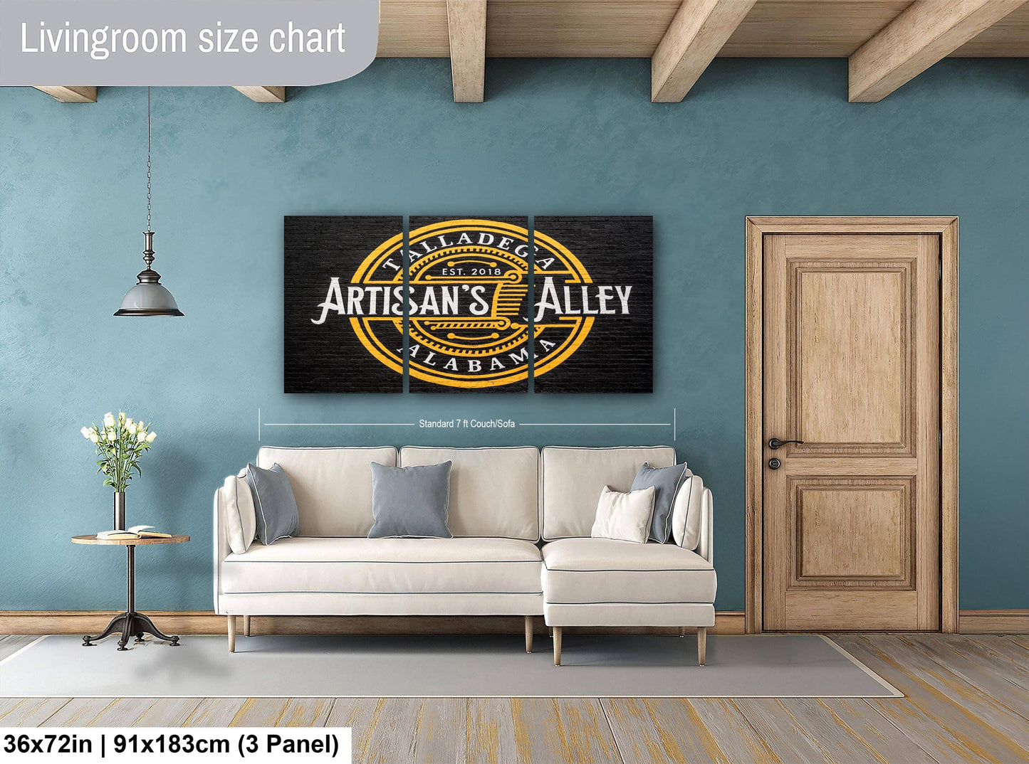 "Artisan’s Alley” Talladega Alabama, Photography Print, Historic Hand-Painted Wall Sign, Black and Gold Mural Art Décor