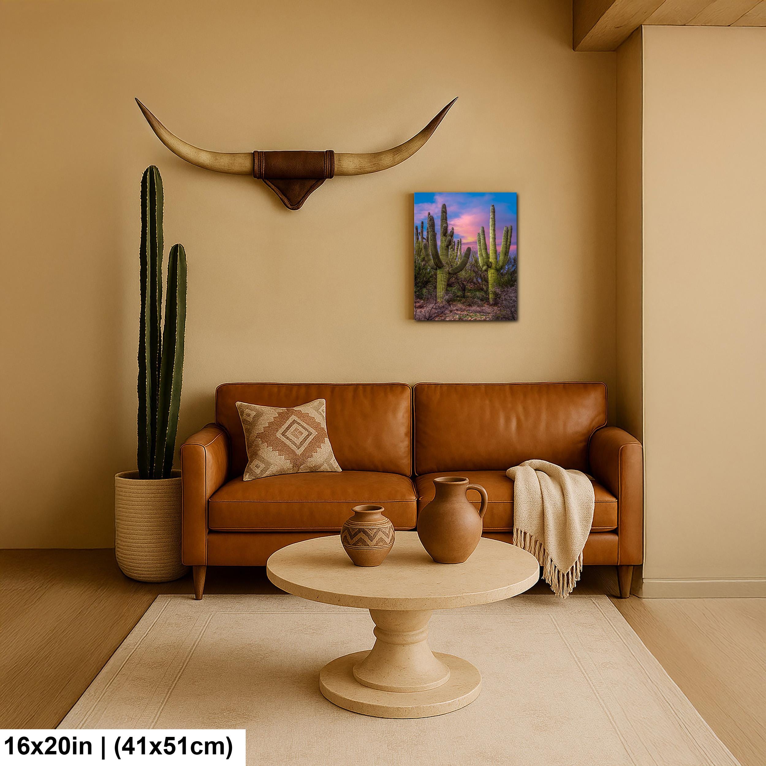 Towering Saguaros at Sunset, Catalina State Park Arizona Desert Photography Wall Art