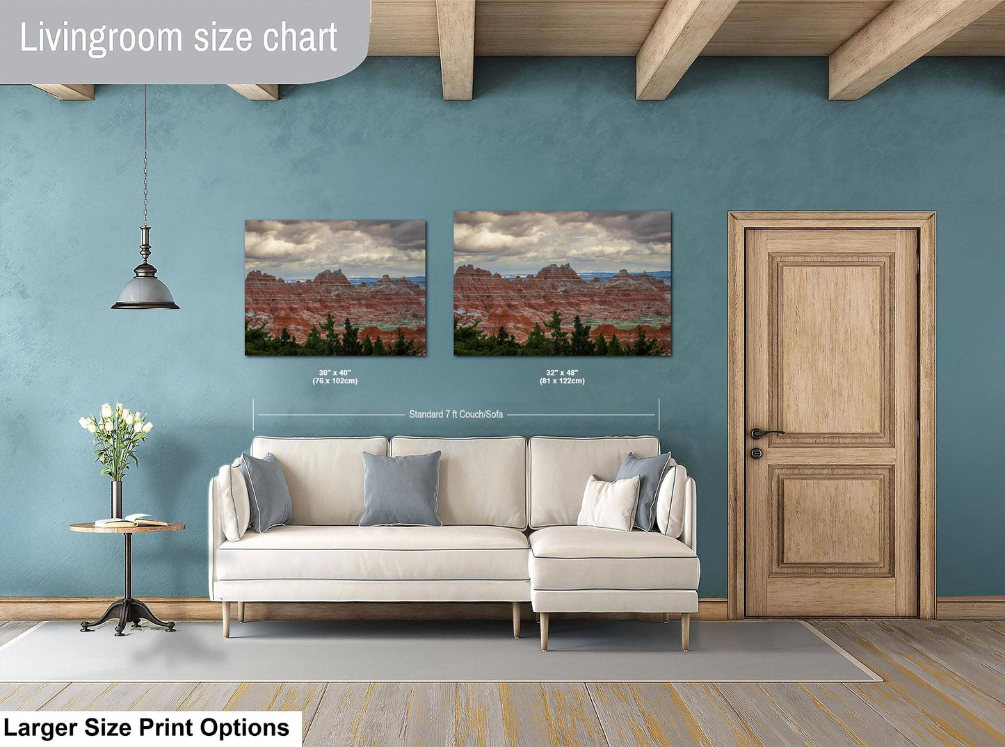 Badlands National Park Red Rock Formations, Photography Print, Moody Clouds, South Dakota Landscape Décor