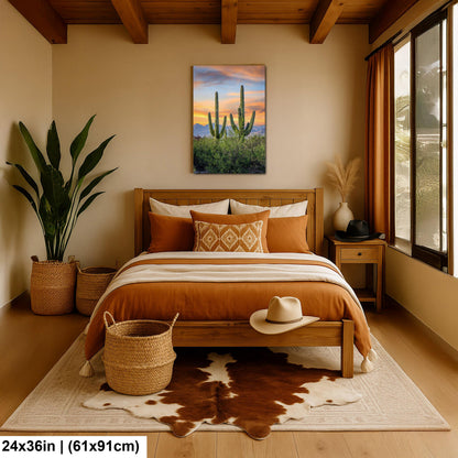 Desert Sunset with Giant Saguaros Photography Print, Tucson Arizona Wall Art, Southwest Landscape Decor