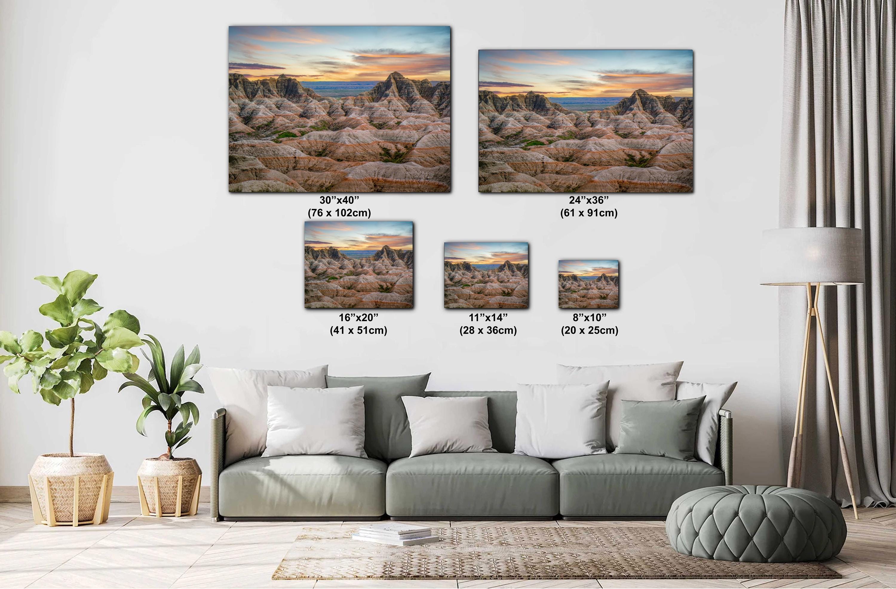 Badlands National Park Sunset Panorama: South Dakota Desert Landscape Photography Wall Art