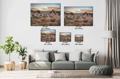 Badlands National Park Sunset Panorama: South Dakota Desert Landscape Photography Wall Art