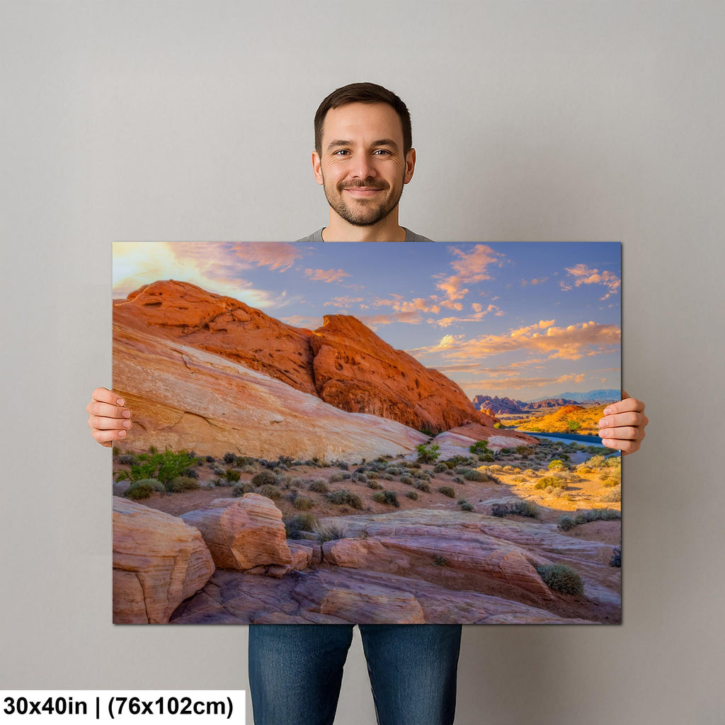 Red Rock Canyon Mountain Landscape at Sunset, Las Vegas Nevada Photography Print