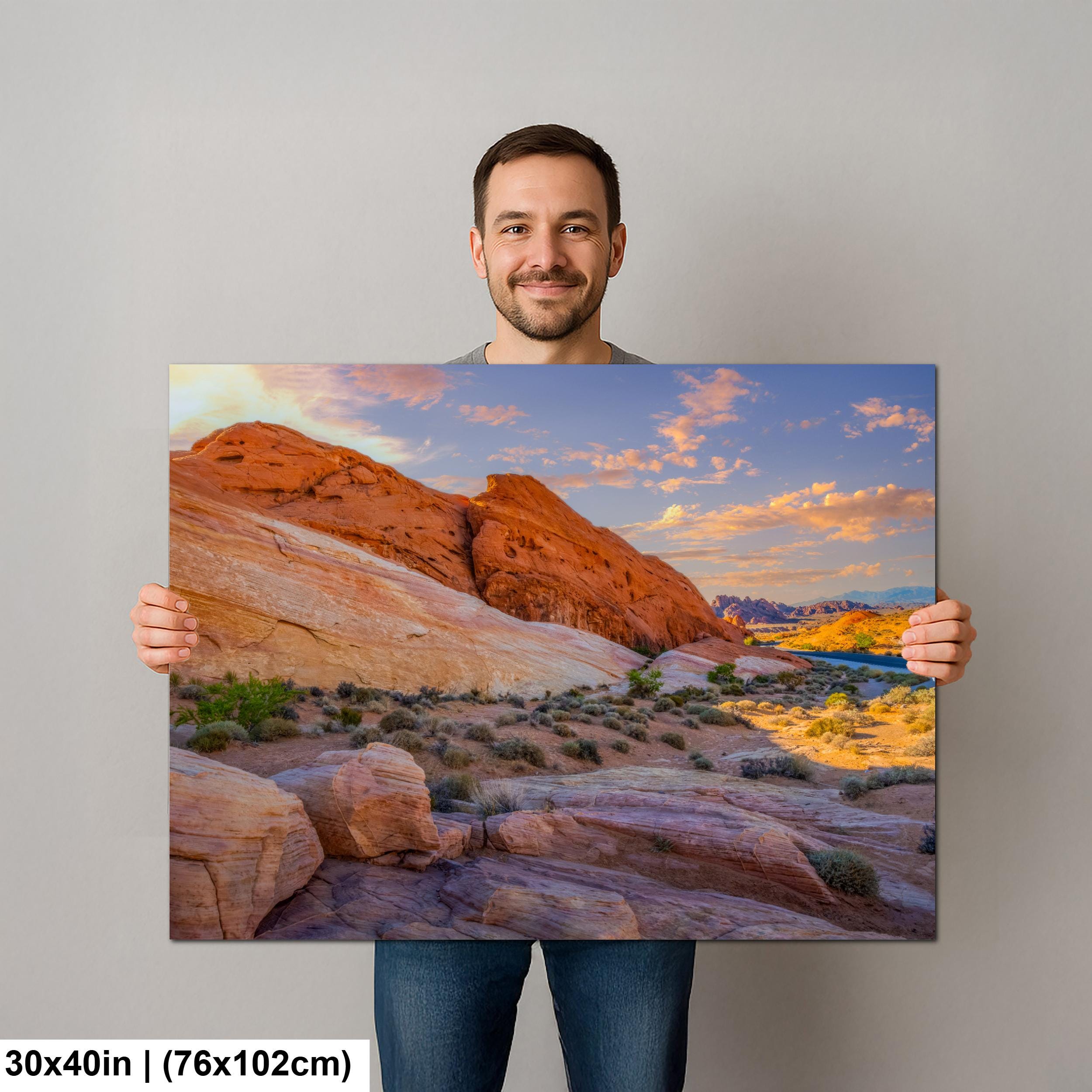Red Rock Canyon Mountain Landscape at Sunset, Las Vegas Nevada Photography Print