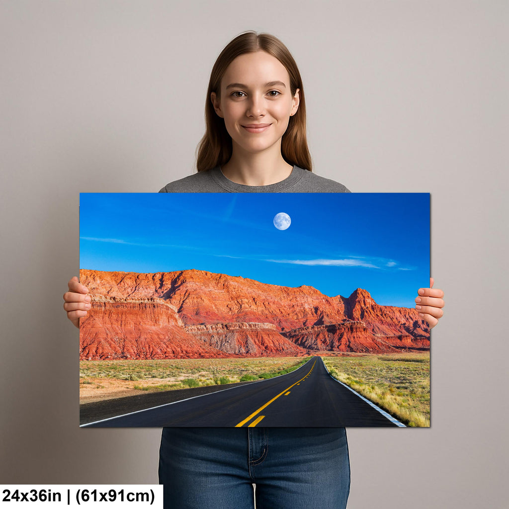 Desert Highway Beneath Red Cliffs Photography Print, Page Arizona Southwest Landscape, Open Road Wall Art, Travel Decor