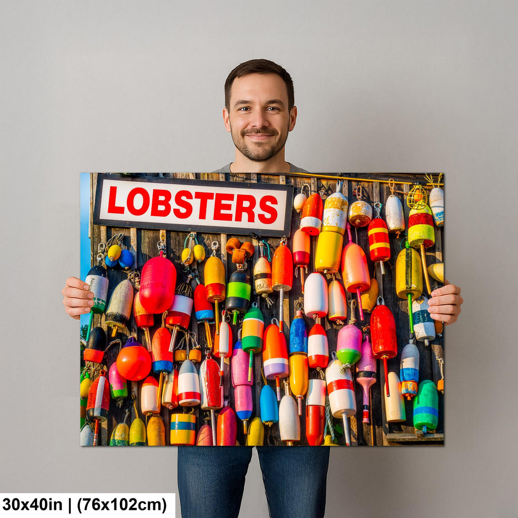 Coastal Tradition: Lobster Buoys Maine Fishing Village Photography Wall Art