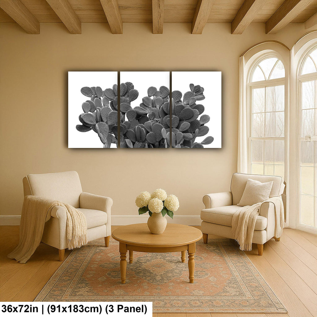 Black and White Bunny Ear Cactus Modern Desert Photography Wall Art