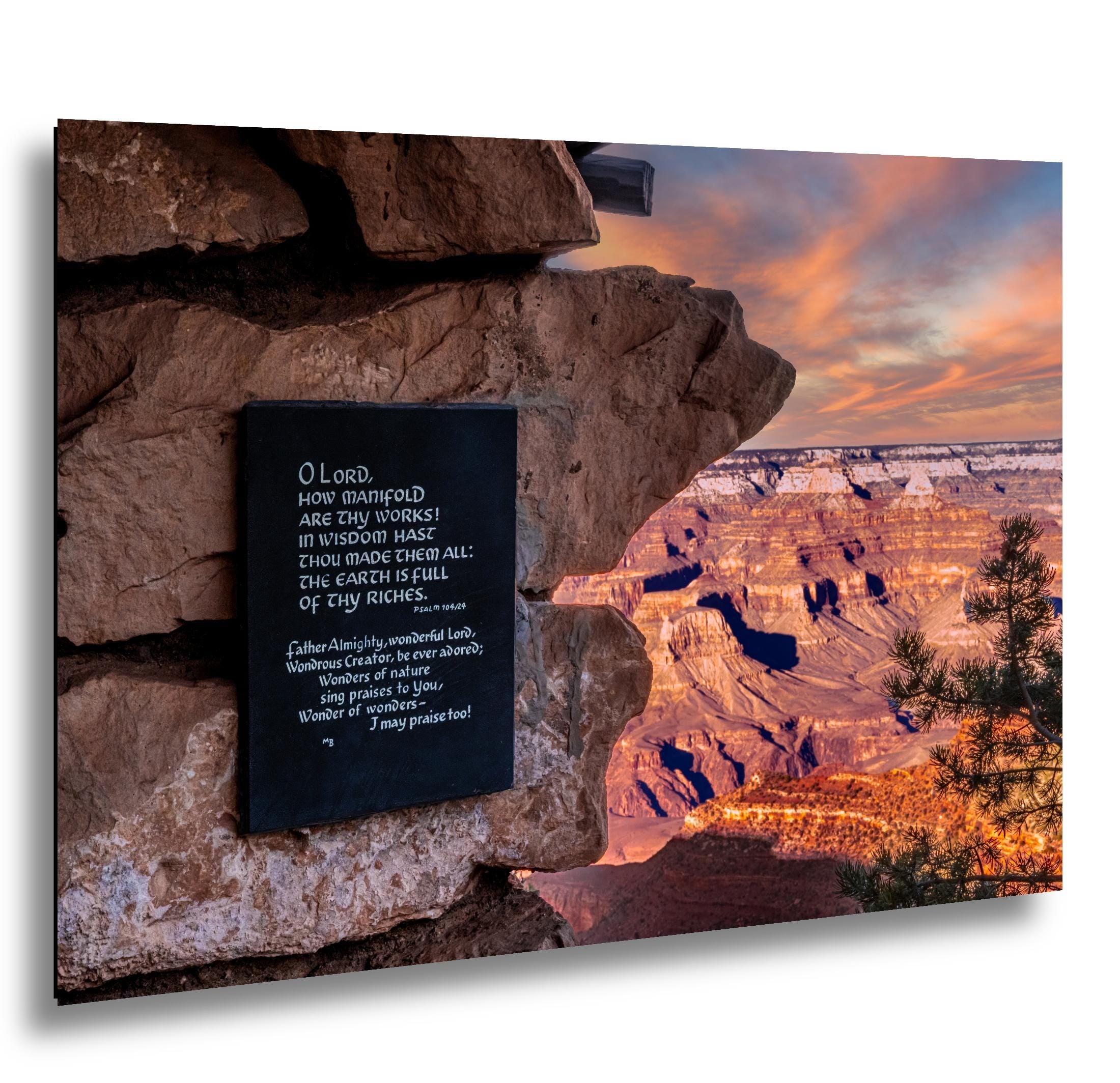 Grand Canyon Sunset Psalm 104:24 Scripture Plaque – Arizona Photography Wall Art