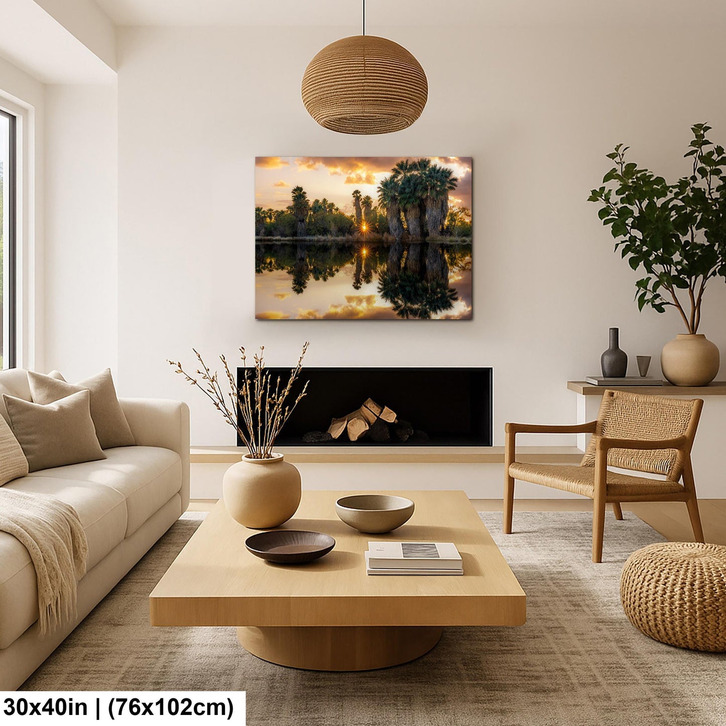 Agua Caliente Park Sunset Palm Oasis Reflection - Tucson Arizona Photography Print