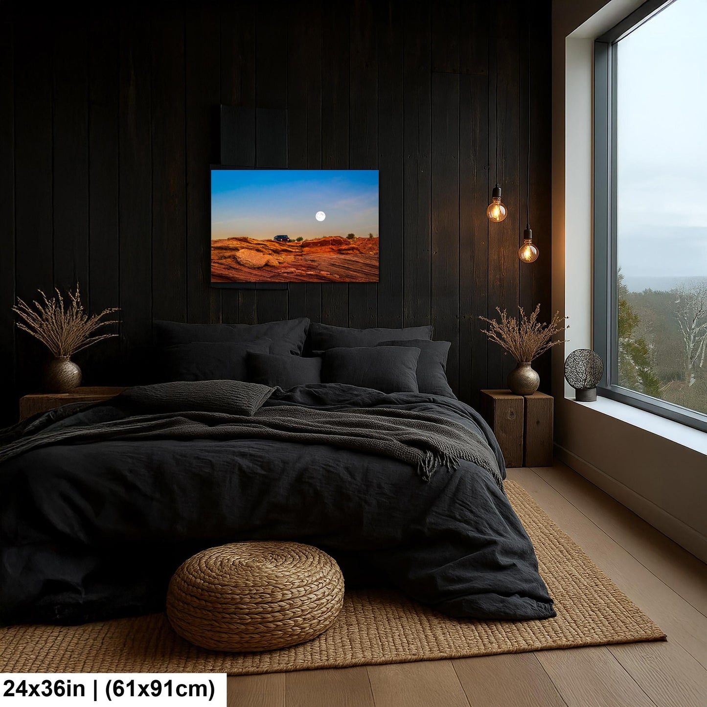 Moonrise Over Red Slickrock with Jeep, Page Arizona Photography Print