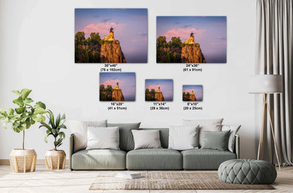 Split Rock Lighthouse Print – Minnesota Wall Art | Golden Hour Sunset Canvas
