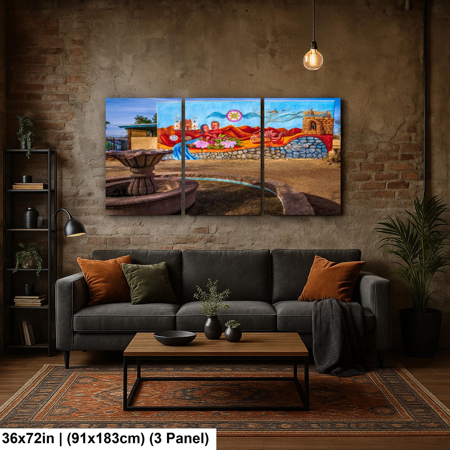 Tucson Mural - Cultural Heritage Mural With Fountain, Photography Print Wall Art