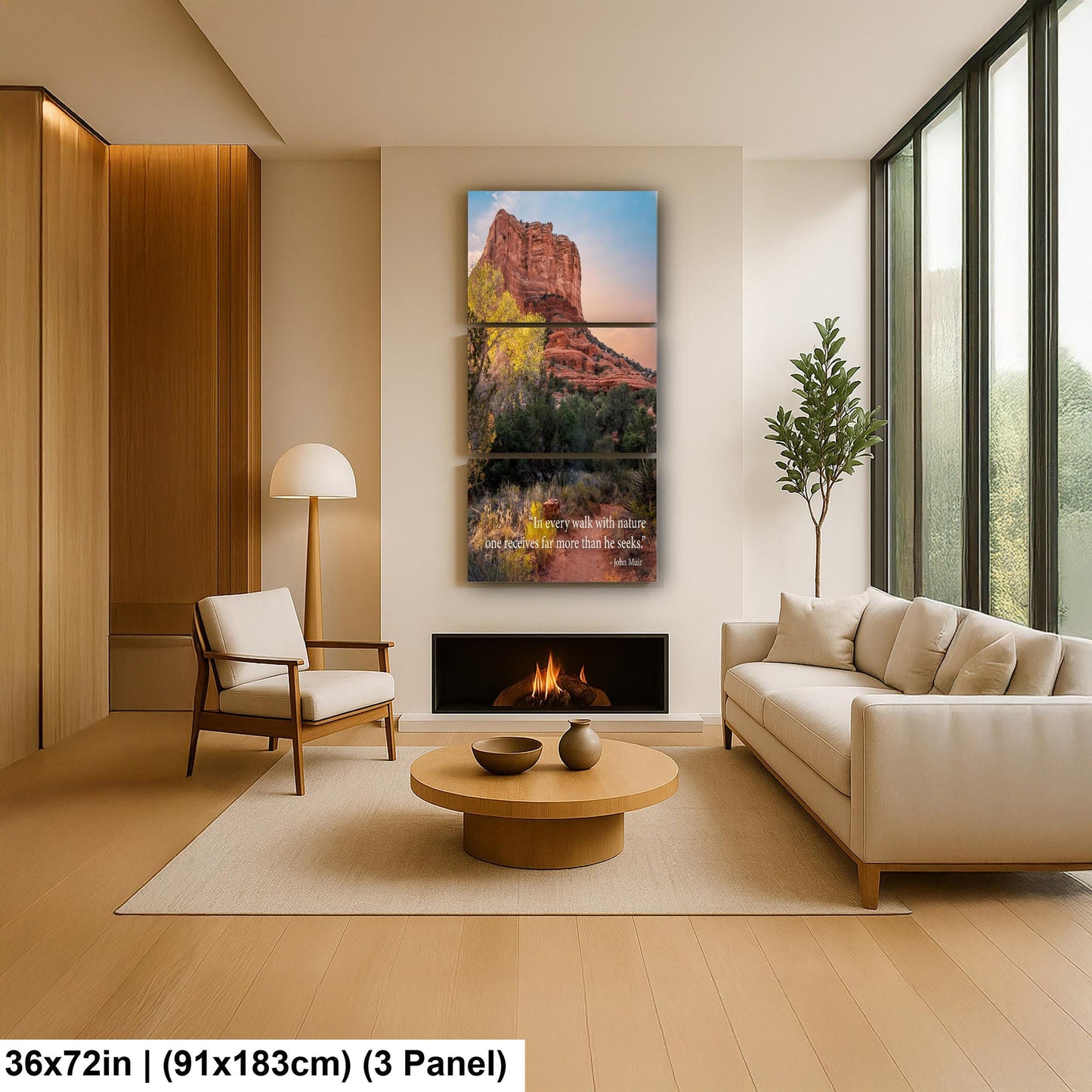John Muir Inspirational Quote Wall Art for Calm and Reflection, Red Rock Nature Photography Print for Home or Office Decor