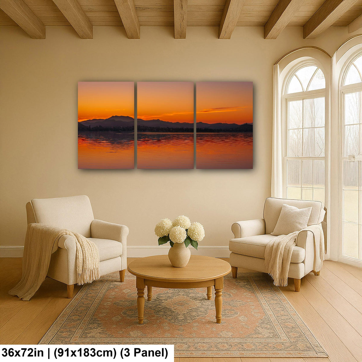 Golden Stillness: Lake Elsinore California Sunset Landscape Photo Wall Art