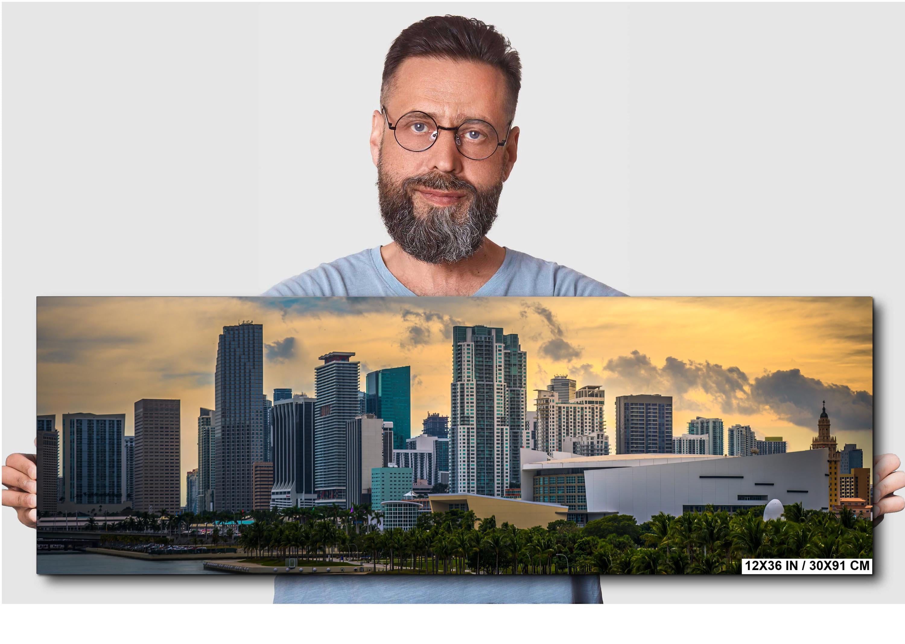 Miami Skyline Sunset Fine Art Photography Print, Biscayne Bay Cityscape, Florida Coastal Urban Wall Decor, Modern Landscape Artwork