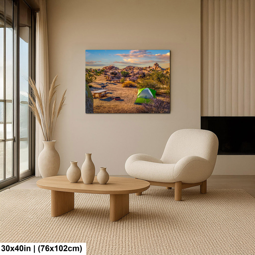 Desert Campsite at Sunset Joshua Tree National Park California Wall Art Photography Print