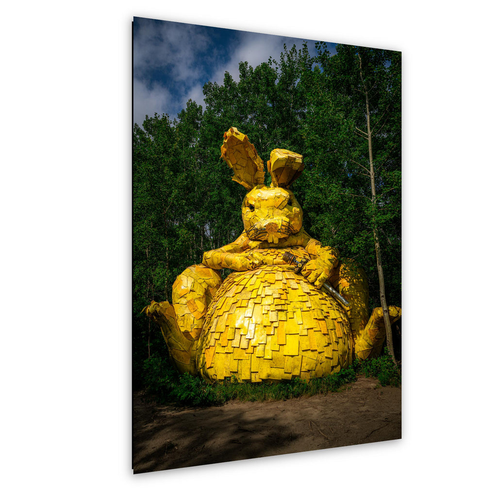 Giant Yellow Rabbit Sculpture Photography Print, Detroit Lakes Minnesota Art, Quirky Roadside Attraction Wall Decor