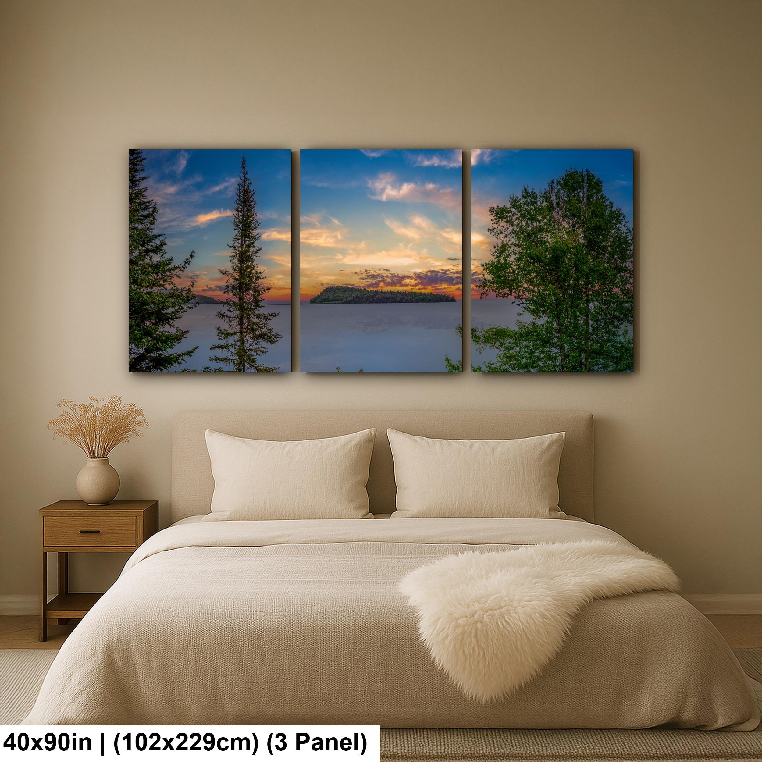 Lake Superior Island Sunset Through Forest Trees, Grand Portage Minnesota Photography Print