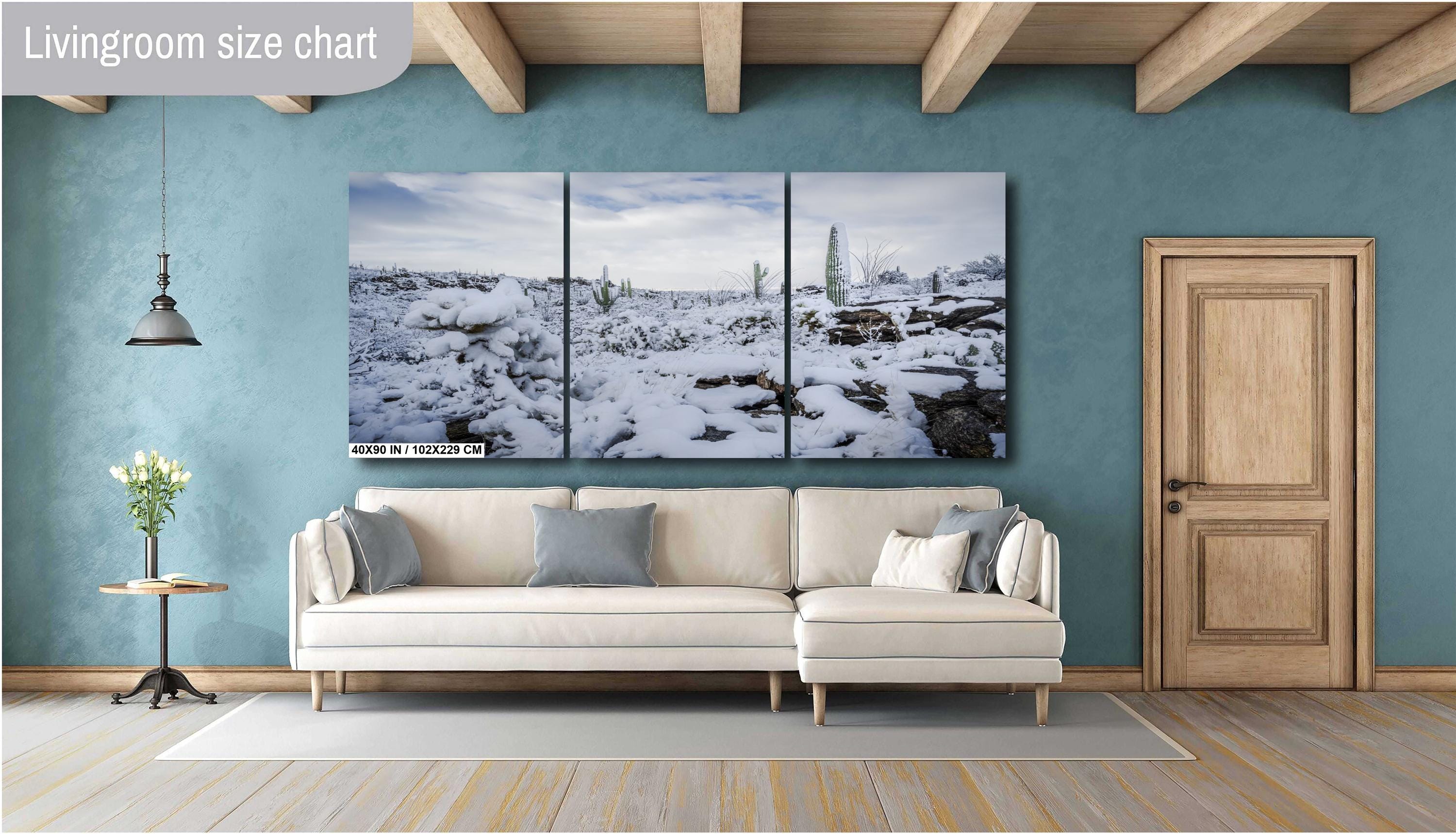 Saguaro Cactus Wall Art – Snowy Desert Photography | Winter Cactus Print Decor