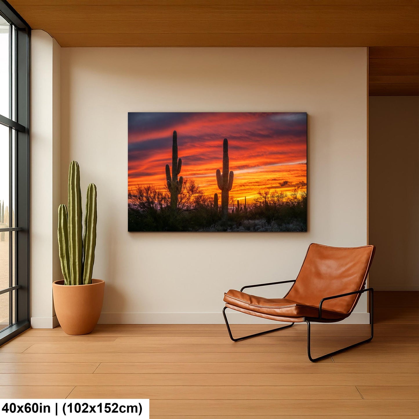 Arizona Sunset Saguaro Cactus Photography Print: Gold Canyon Landscape