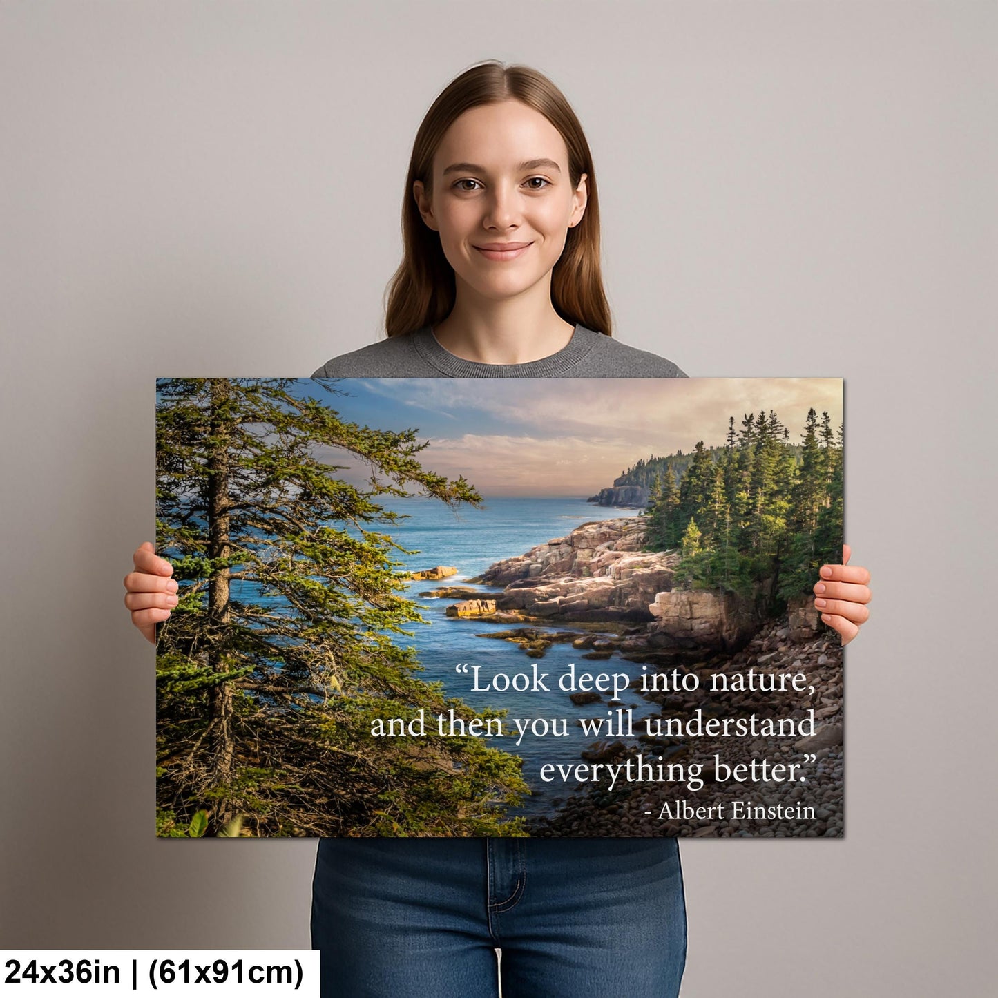 Albert Einstein Look Deep Into Nature Coastal Forest Motivational Photography Print