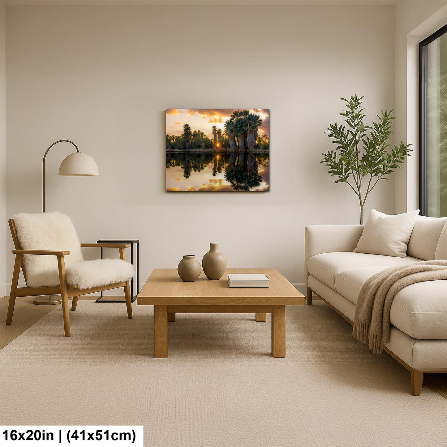 Agua Caliente Park Sunset Palm Oasis Reflection - Tucson Arizona Photography Print