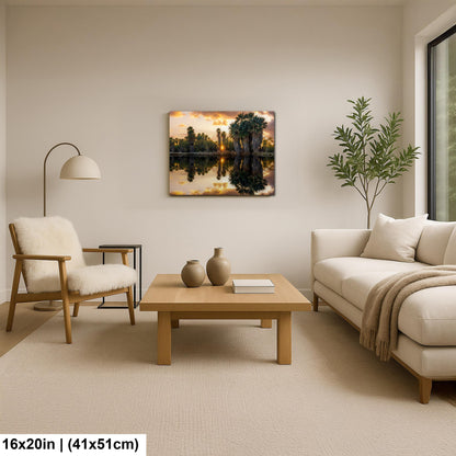 Agua Caliente Park Sunset Palm Oasis Reflection - Tucson Arizona Photography Print