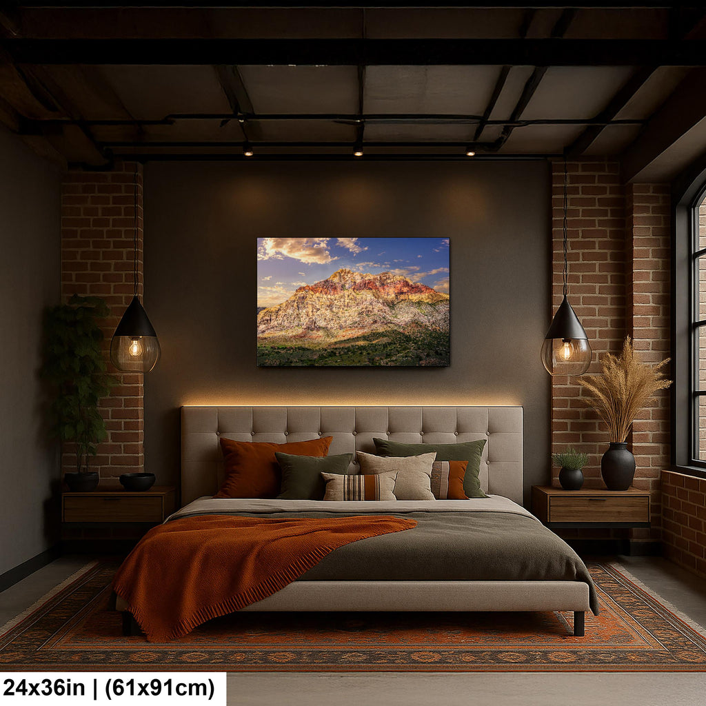 Red Rock Canyon Mountain Landscape at Sunset, Las Vegas Nevada Photography Print