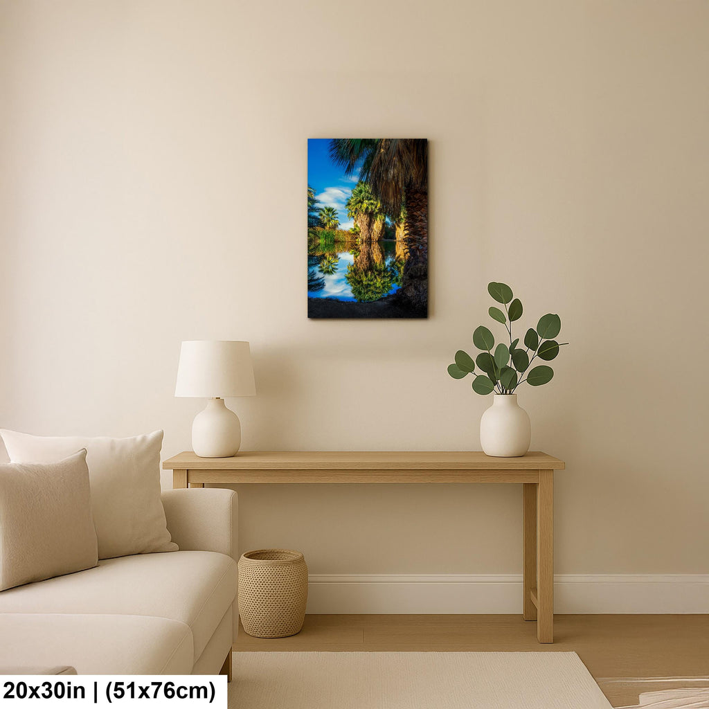 Oasis Reflections at California Hot Springs Palm Desert Photography Print, Desert Landscape Wall Art, Palm Tree Decor